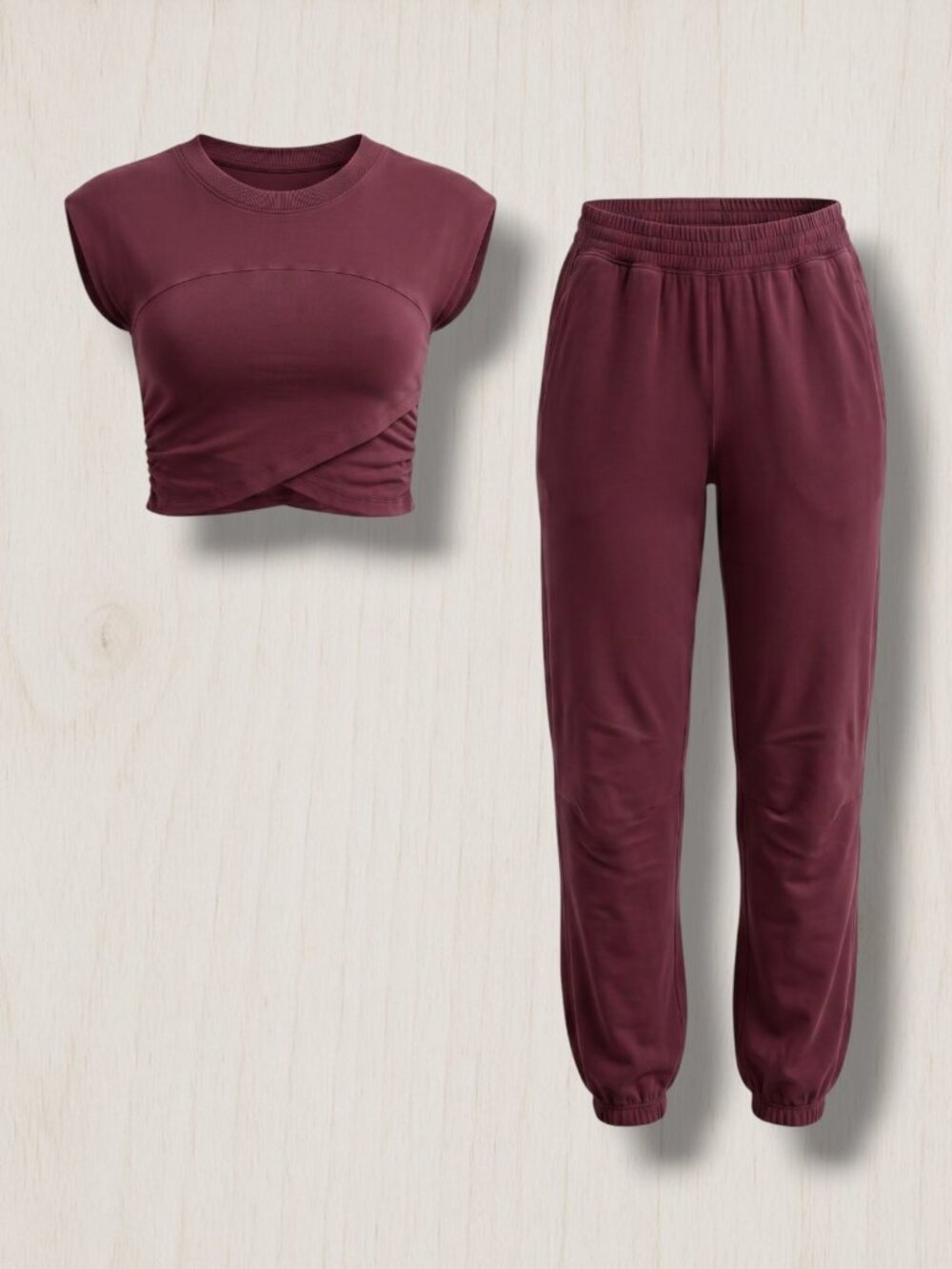 Free People Movement Maroon Hot Shot Lounge Coordinated Set S